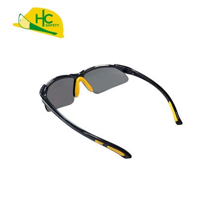 Mirror coating lenses with anti-slippery soft temple grips.